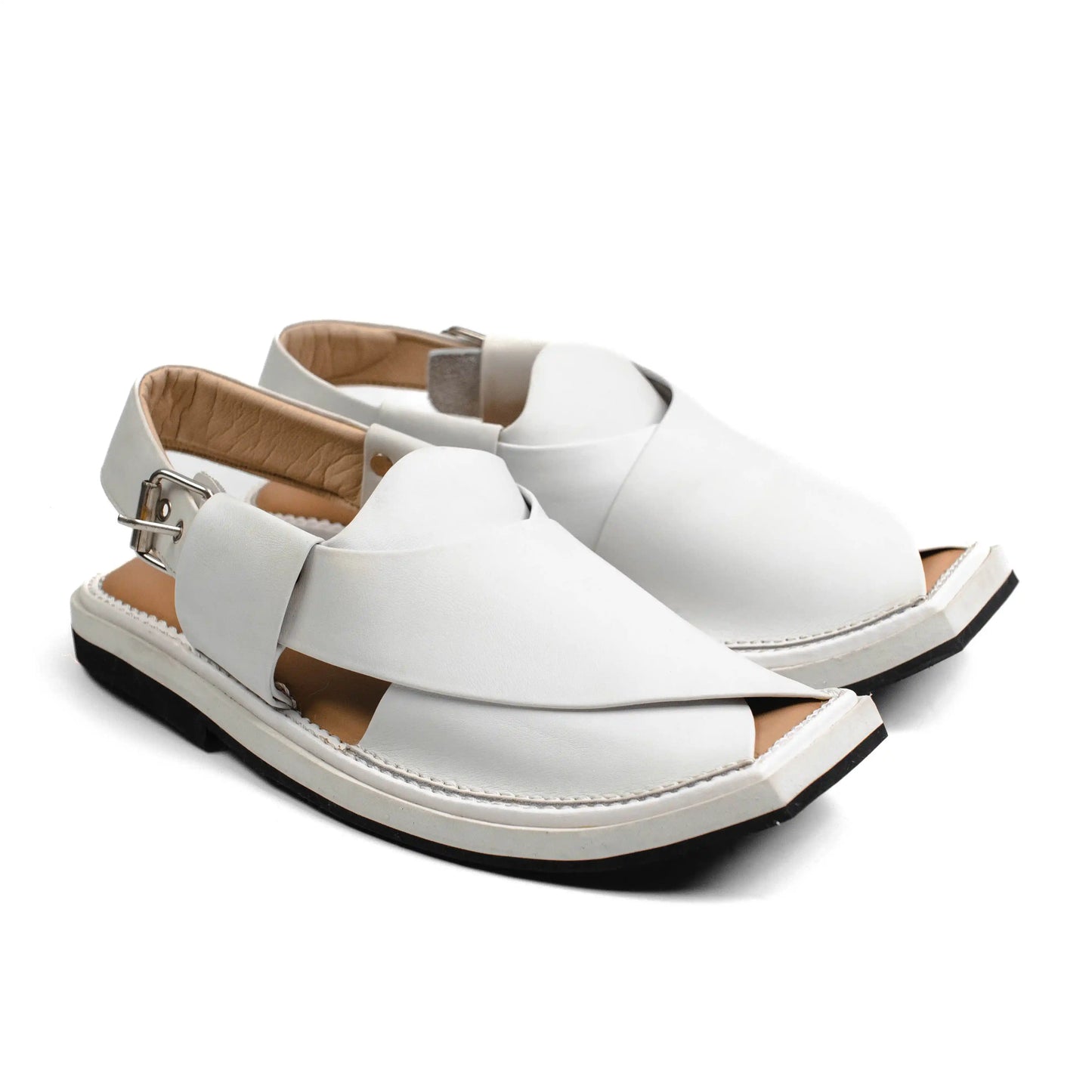 Sleek and elegant HEEL WHITE Kaptaan Chappal for a modern look
