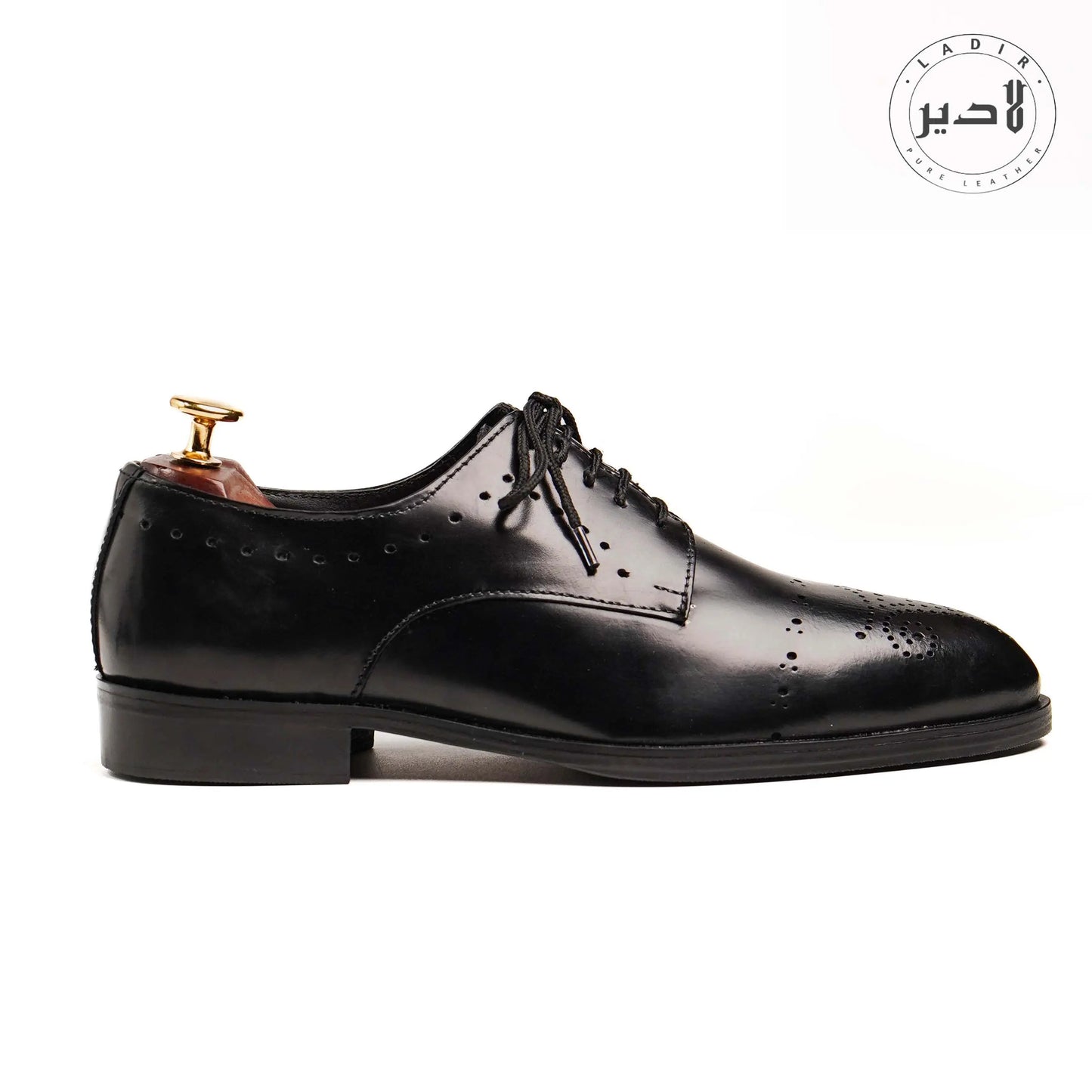 Side view of MARCO BLACK formal leather shoes for men, highlighting the refined design and sophisticated style.