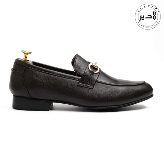 Side angle of MOCA BROWN formal leather shoes for men, highlighting premium craftsmanship and sophisticated style.
